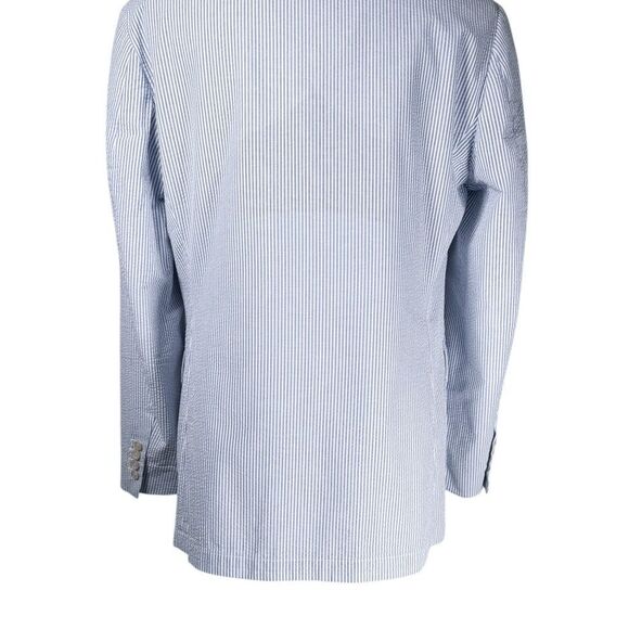 Polo Ralph Lauren Mens Blazer Medium Blue White Seersucker Sport Coat Jacket - Picture 10 of 11